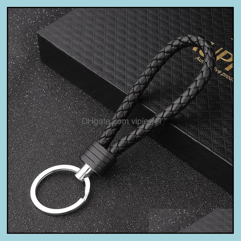 leather rope mercedes pendant keychain 2019 color woven leather keychain double key ring handbag holder (not suitable for wrist use, no