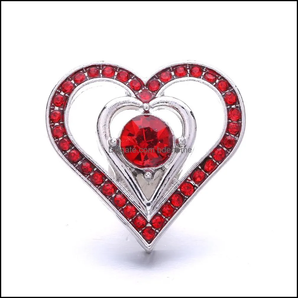 noosa hollow heart ginger snap button clasps jewelry findings crystal chunks charms 18mm metal lover snaps buttons factory supplier