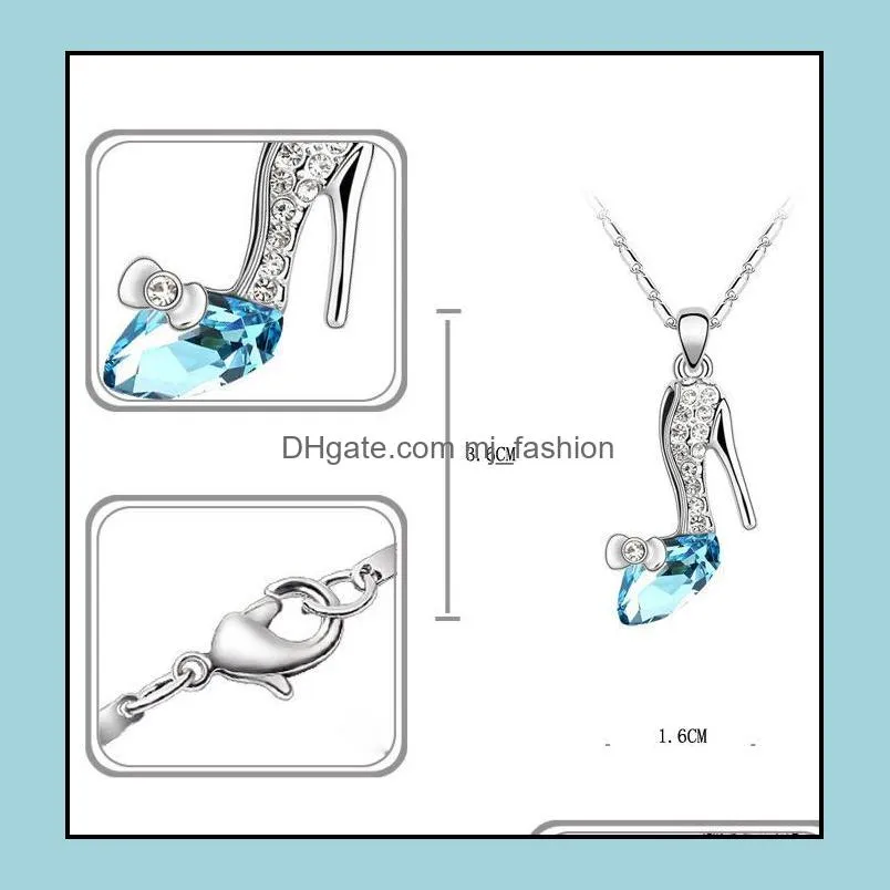 necklaces pendants fashion jewelry crystal heeled shoes silver gold plated long charms chains necklaces