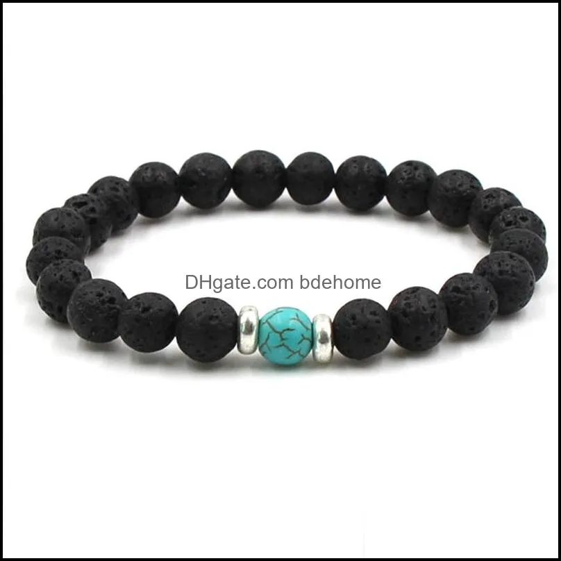 10 colors 8mm black lava stone beads elastic bracelet essential oil diffuser bracelet volcanic rock beaded hand strings