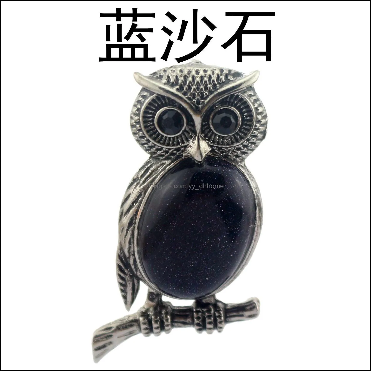 owl necklace healing crystal stones pendant necklaces for women men gemstone jewelry reiki spiritual energy lucky