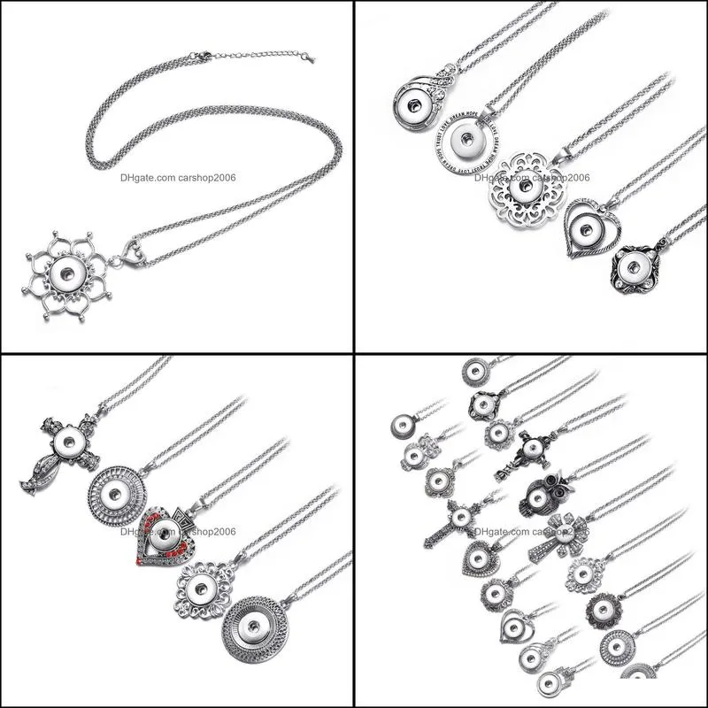 snap button jewelry rhinestone pendant fit 18mm snaps buttons necklace for women men noosa