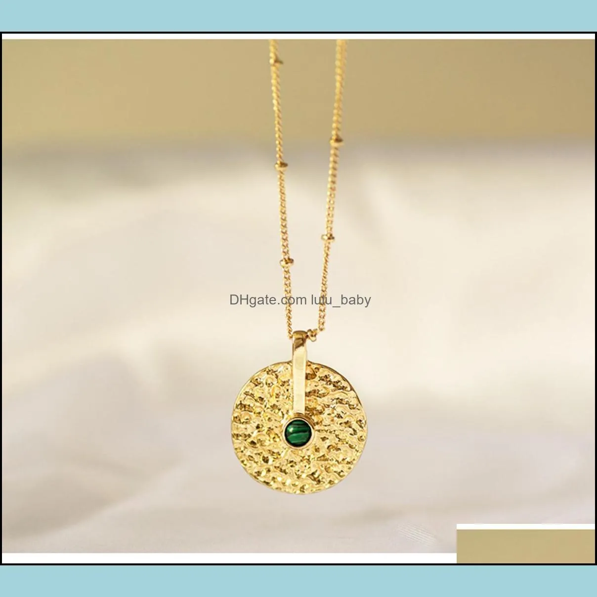 gold metal coin malachite pendant necklace for women men healing chakra gemstone yoga charms choker jewelry