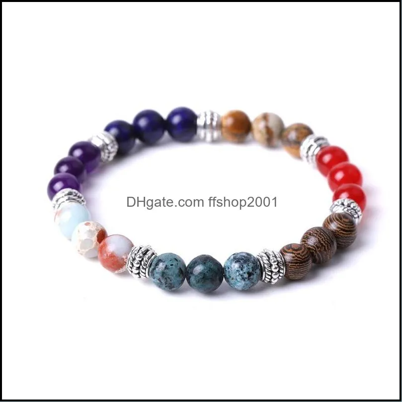 mix-and-match assorted stone beads bracelet women men yoga hand string jewelry friendship gift