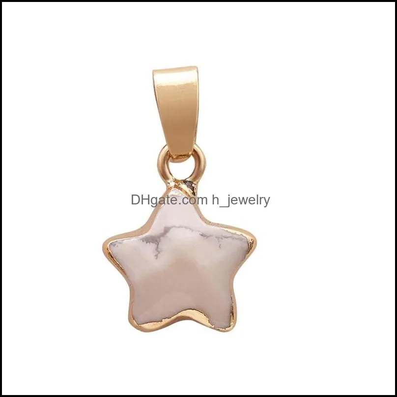 gold plating edged crystal five point star charm rose quartz healing druzy stones pendant diy jewelry making