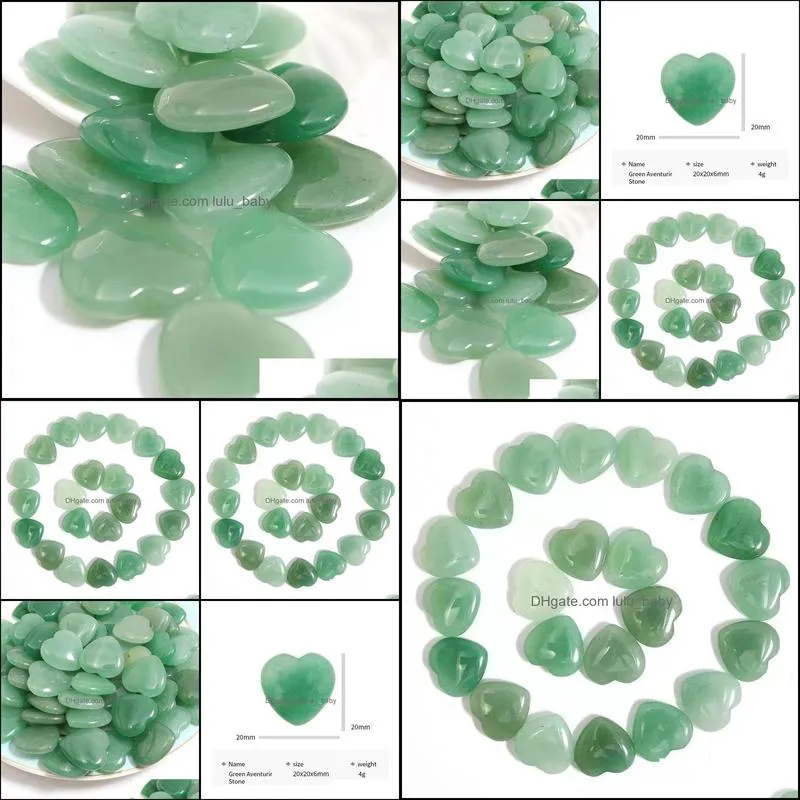 wholesale natural love heart stone green aventurine chakra healing gemstones craft for jewelry making charms accessories fashion beads