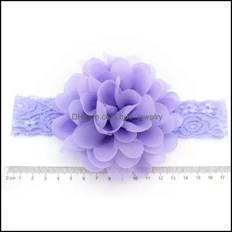 12 colors chiffon flower newborn headband elastic lace bows for girls baby hair bows hairband hair accessories