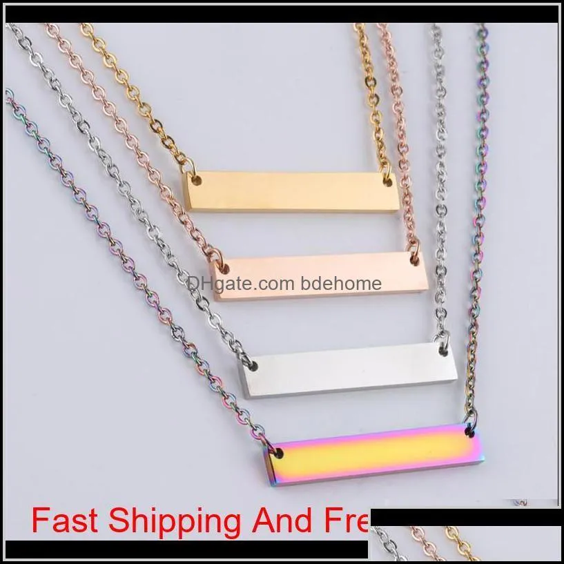 new blank bar pendant necklace stainless steel necklace gold rose gold silver blank bar charm pendant jewelry for buyer own engraving