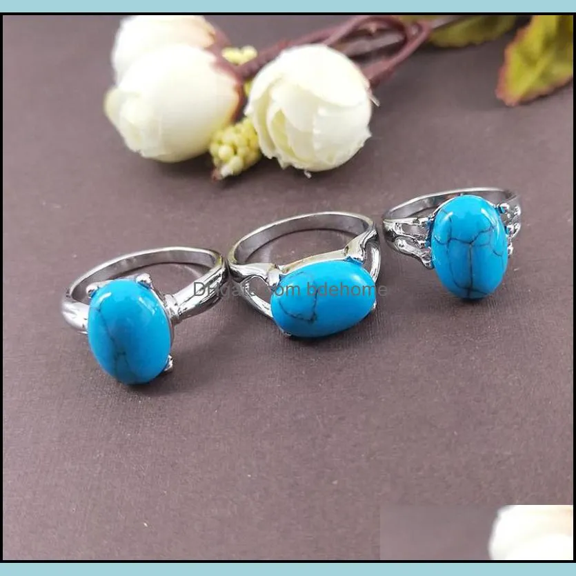 wholesale 50pcs mix styles colorful turquoise stone rings for women ladies fashion jewelry ring brand new tzqnd fn6st