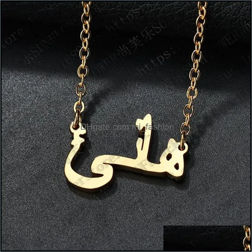 fashion creative middle east arabic alphabet necklace ladies name stainless steel clavicle chain gift jewelry necklace