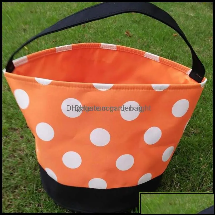 other festive party supplies home & gardenhalloween bucket polka dot bat striped polyester candy collection bag halloween trick or treat