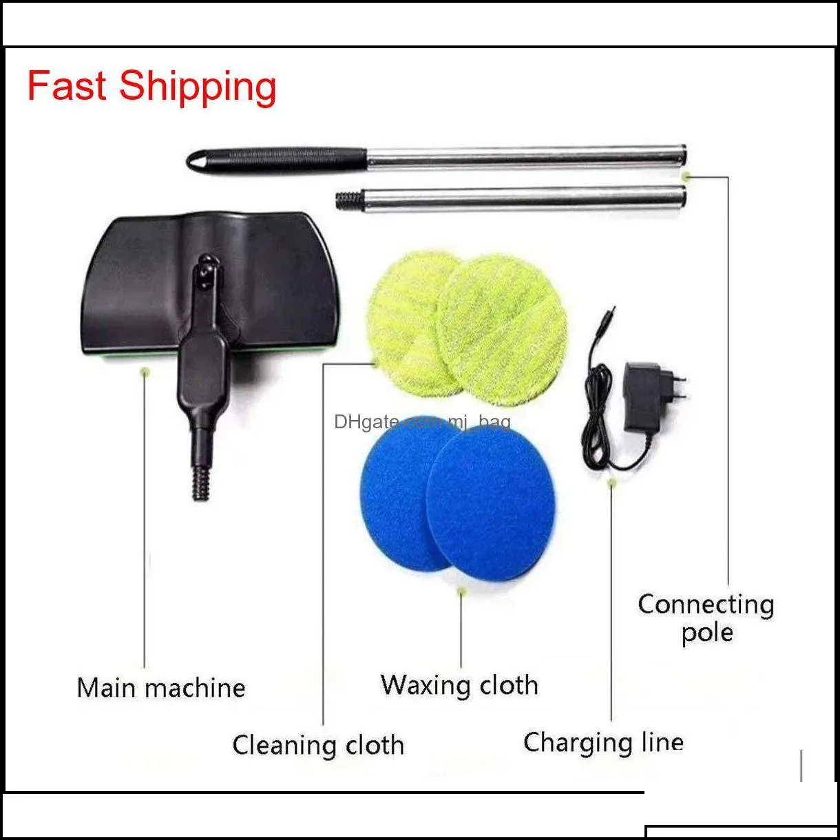 rechargeable 360 degree rotation cordless floor cleaner scrubber polisher electric rotary mop microfiber c qylbdm packing2010