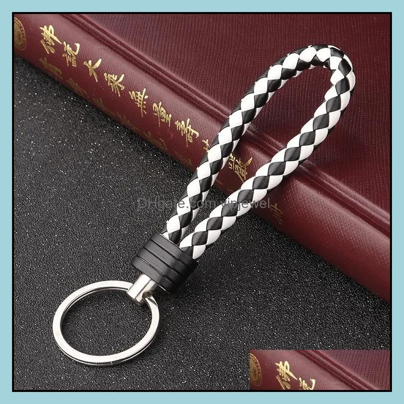 leather rope mercedes pendant keychain 2019 color woven leather keychain double key ring handbag holder (not suitable for wrist use, no