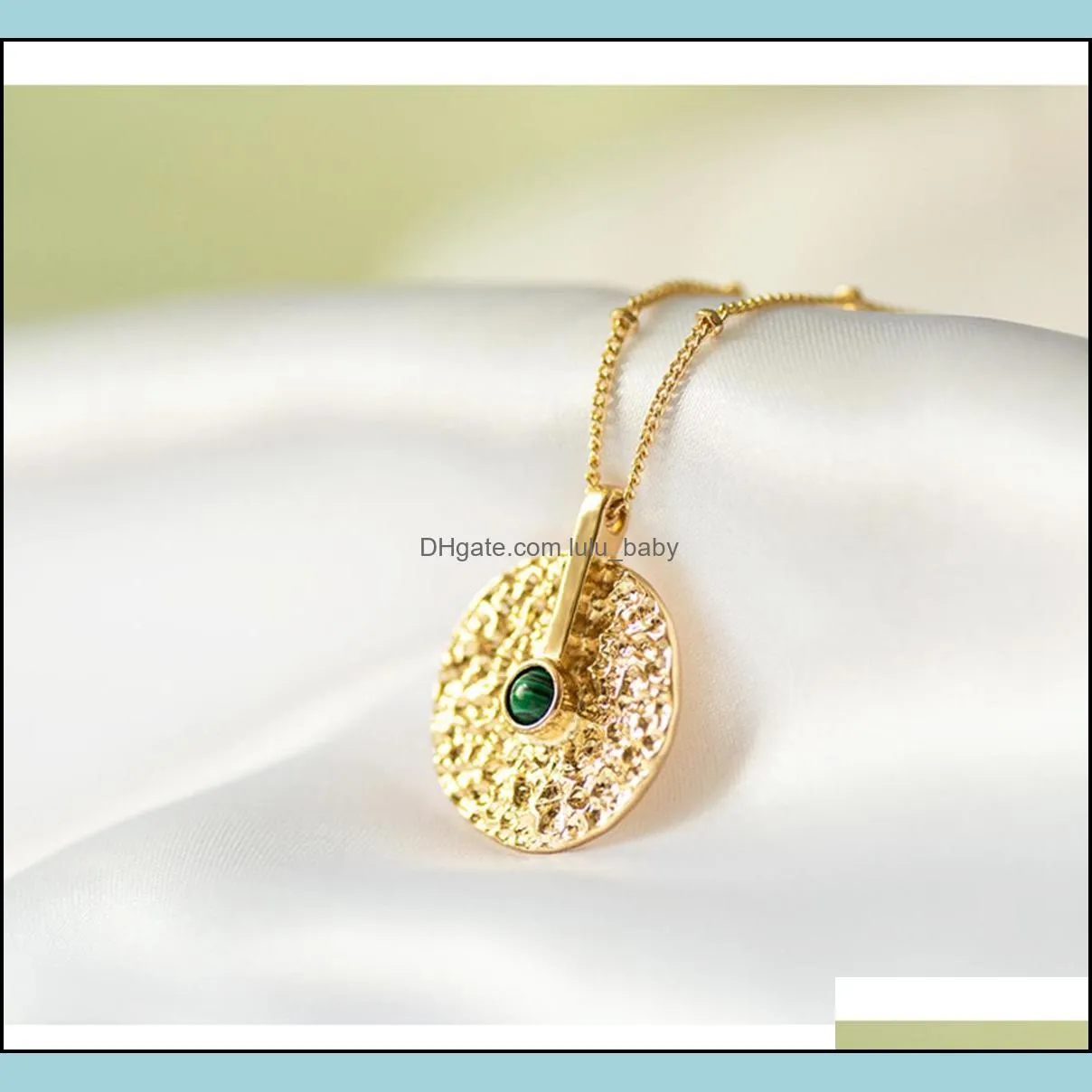 gold metal coin malachite pendant necklace for women men healing chakra gemstone yoga charms choker jewelry