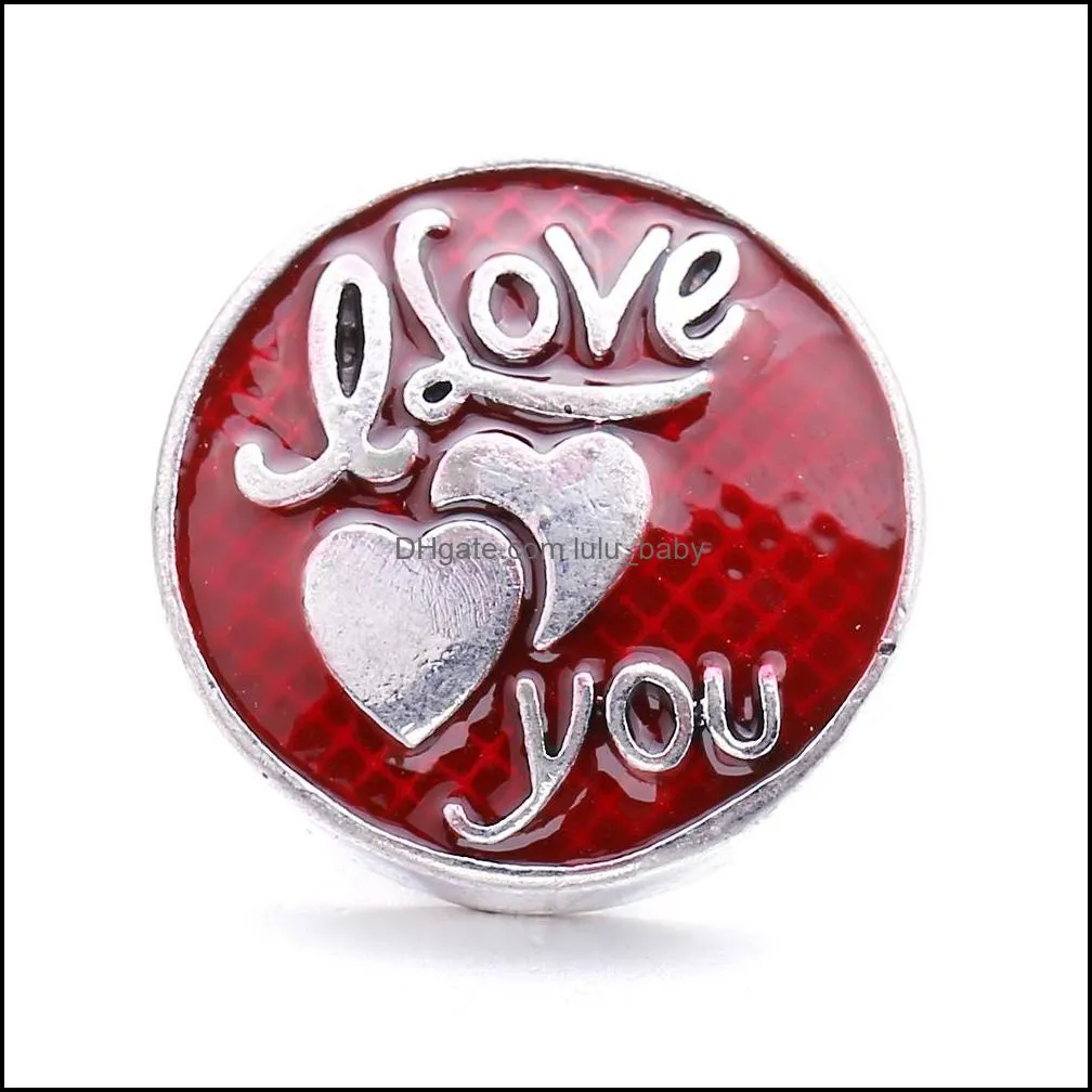 vintage alloy i love you letter hearts snap button jewelry components 18mm metal snaps buttons fit bracelet bangle noosa b1209