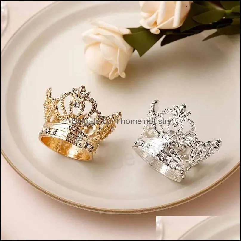 crown napkin ring gold silver napkins buckle hotel wedding towel rings banquet xc0824