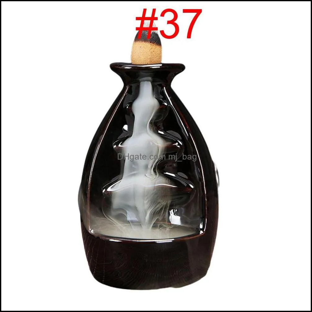 fragrance lamps 38 style ceramic glaze waterfall backflow incense burner censer holder cones home decor stick smoke cone tower lotus