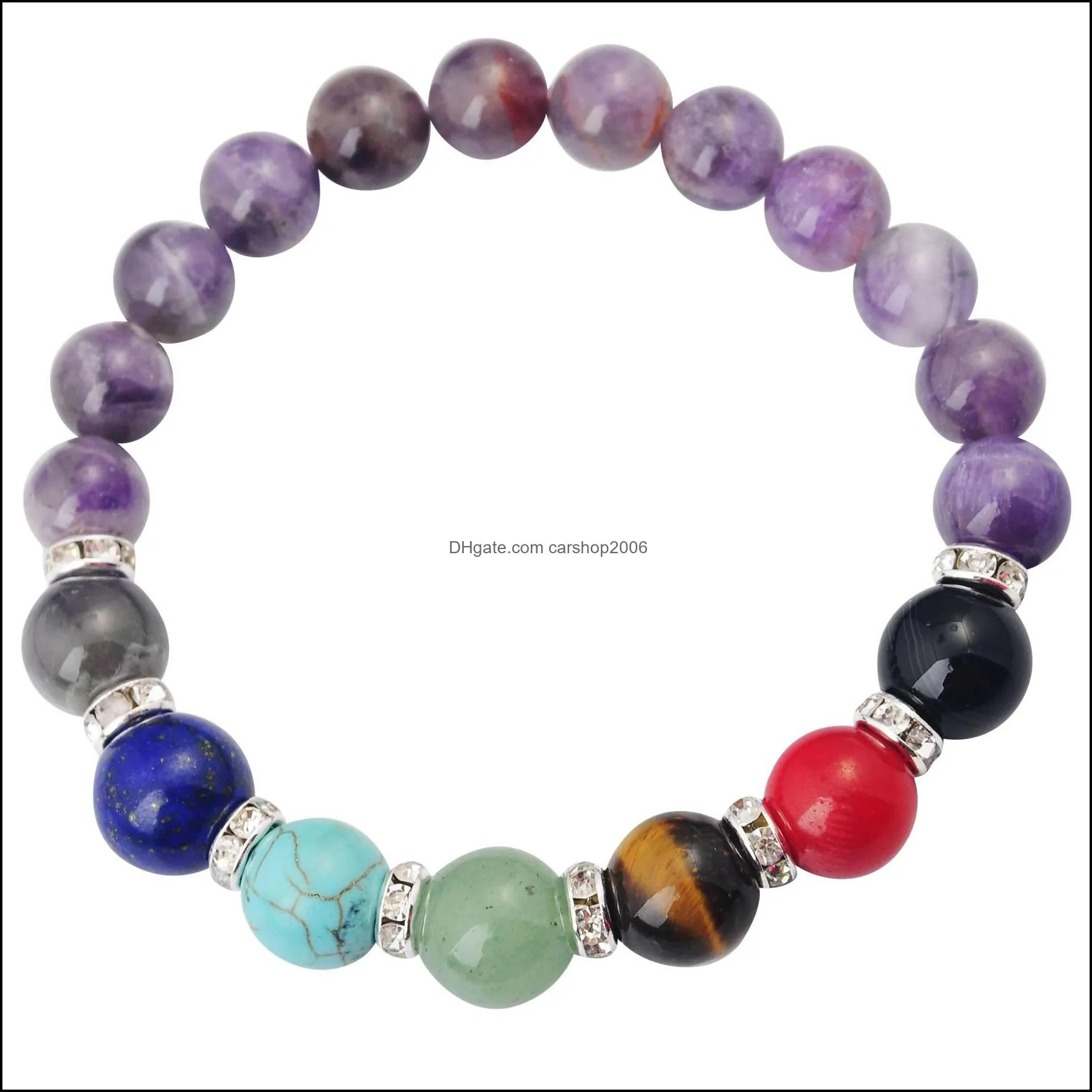 joya gift magnetic hematite 8mm round beads strands stone bracelets 7 chakra gemstone crystal healing reiki women jewelry bangle