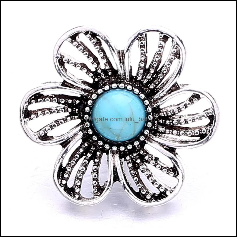 high quality snap button jewelry components heart flower acrylic turquoise 18mm 20mm metal snaps buttons fit bracelet bangle noosa