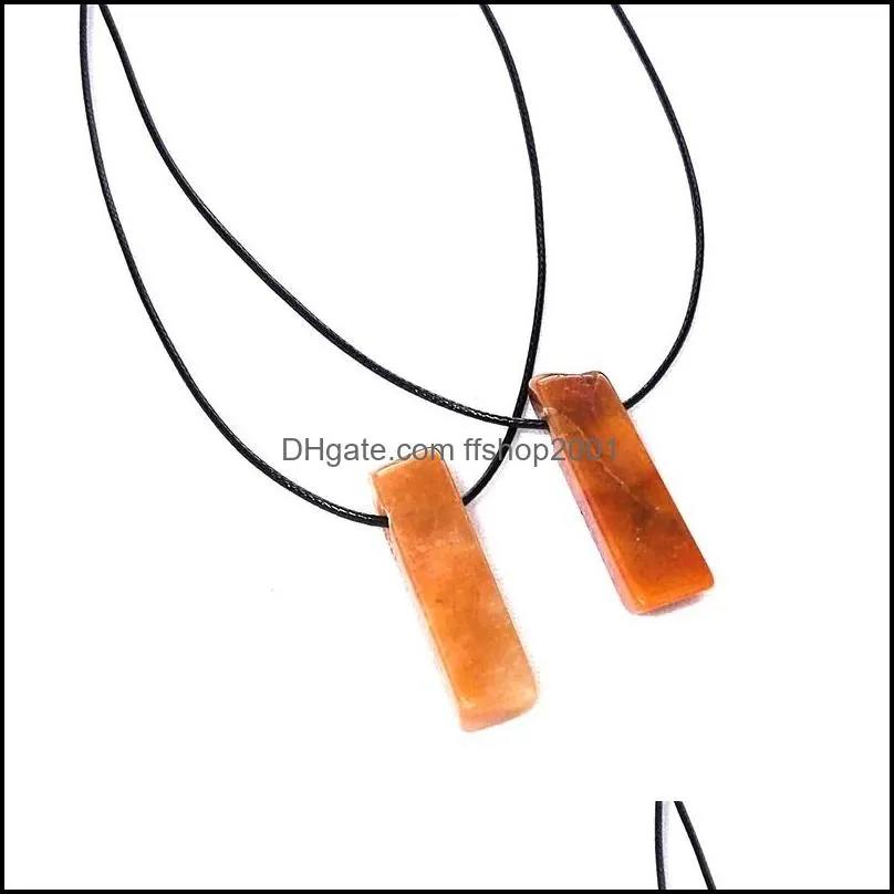 natural stone pendant raw mineral irregular pillar rose quartz amazonite tiger eye lapsi crystal necklaces mens rope chain hip hop