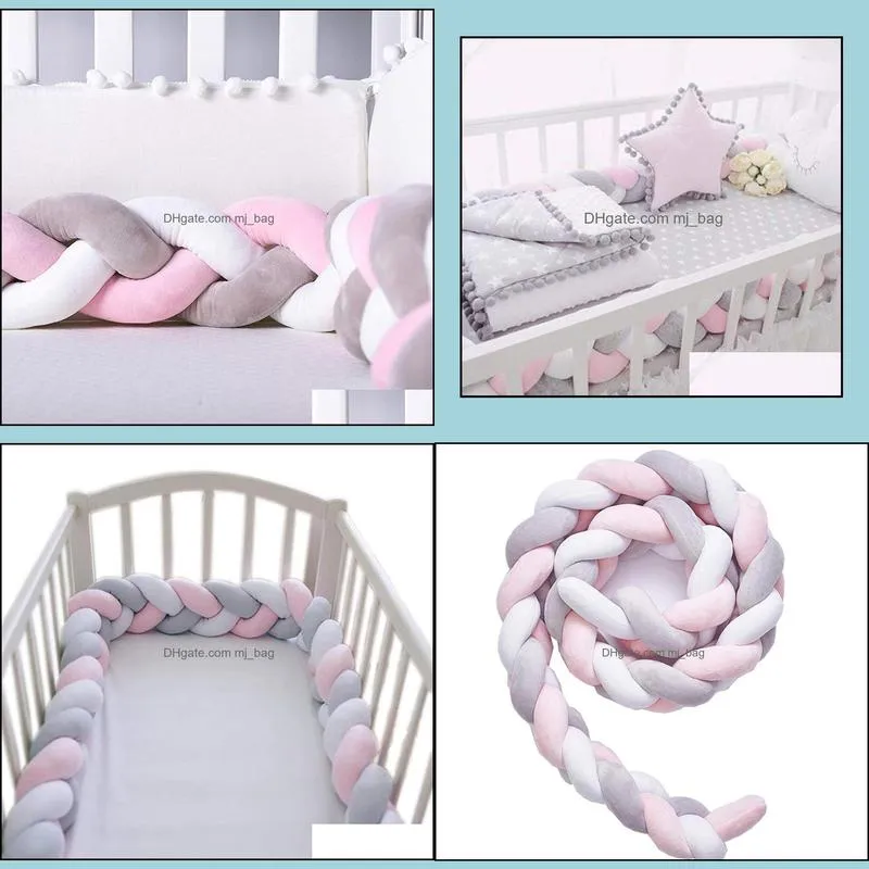 pillow baby crib bumper knotted braided plush nursery cradle decor newborn gift pillow cushion junior bed sleep bum bbygsw bdesports