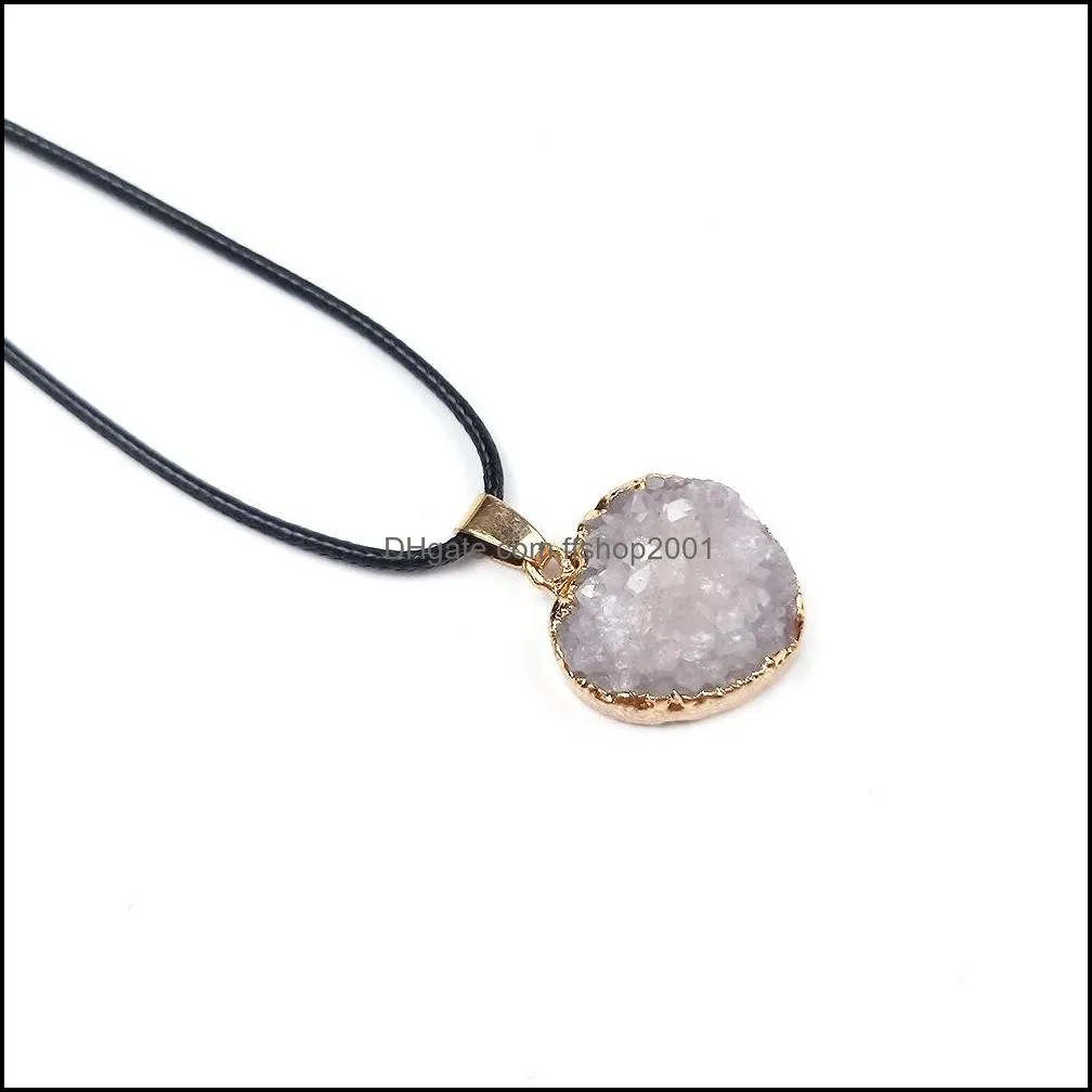 love heart reiki healing resin druzy druse necklace chakra power stones energy stone necklaces