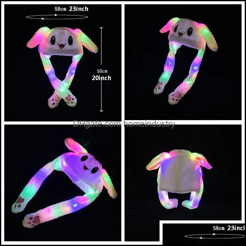 33 styles led light plush hat cartoon animal cap for rabbit cat bunny ear moving light hats adult kids christmas winter warm hats dbc