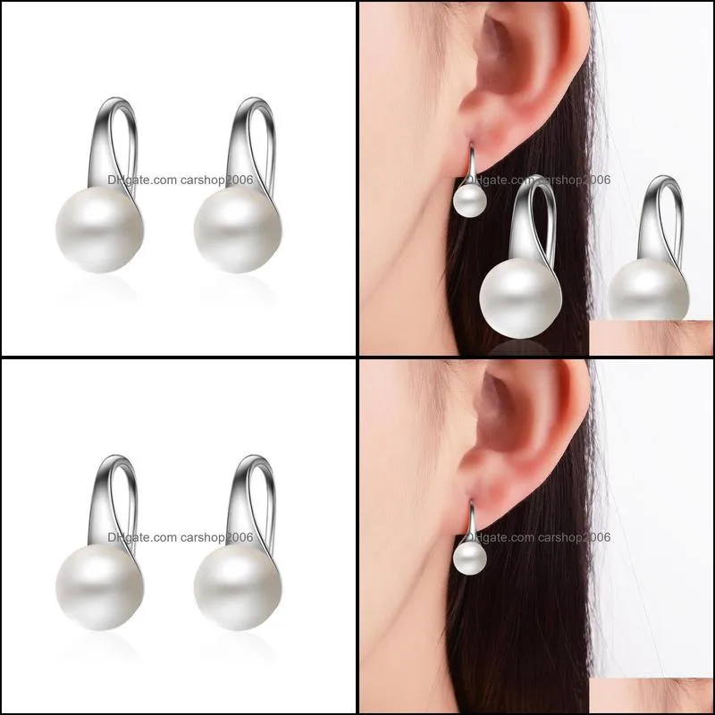 s925 stamp silver plated imitation pearl charms earrings hook women`s fashion jewelry earrings wedding party ed330