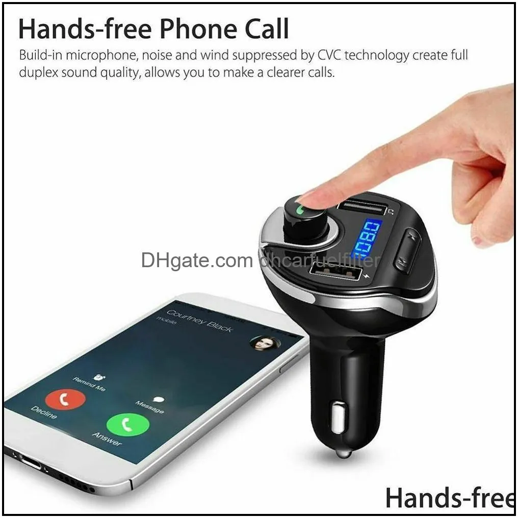 fm transmitter aux modulator bluetooth handsfree car kit car audio mp3 player dual usb car charger with 3.1a quick charge