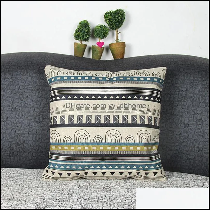45*45cm home sofa throw pillowcase linen pillow cover geometric stripe printed chair sofa cushion cover pillow case home decor dh0876