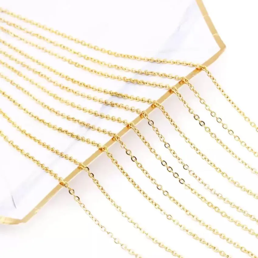 high quality 18k gold stainless steel chains fashion 45+5cm thin link necklaces diy pendant fine jewelry for women girls