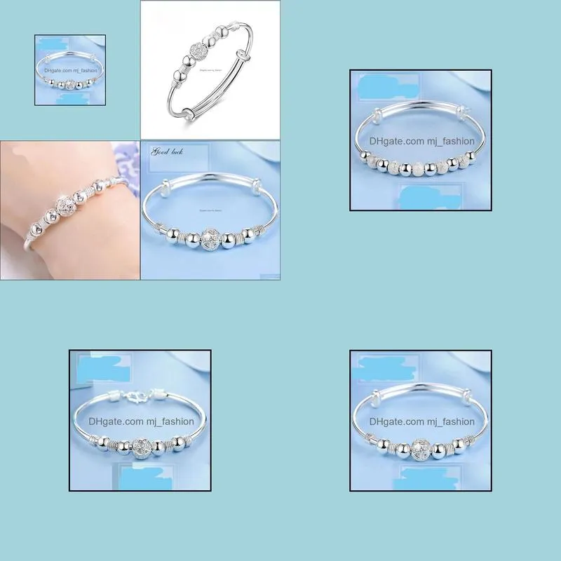 silver bangle bracelet female transfer fortune lucky bracelet gift wholesale transfer beads bracelets