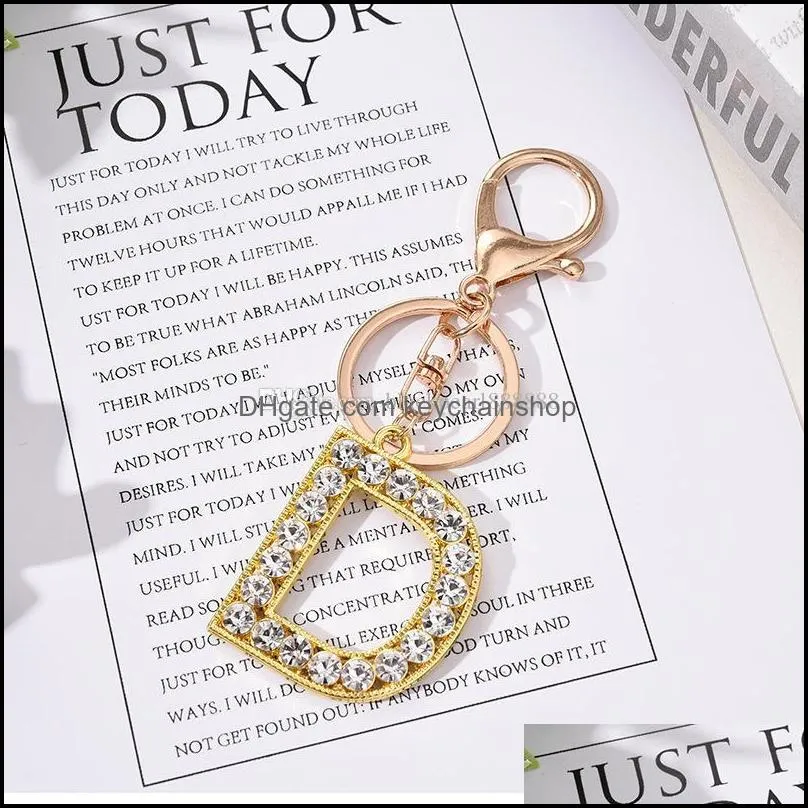 A Z Purse Initial Keychain Charms for Women Handbags Gold Silver Crystal Alphabet English Letter Pendant with Key Ring