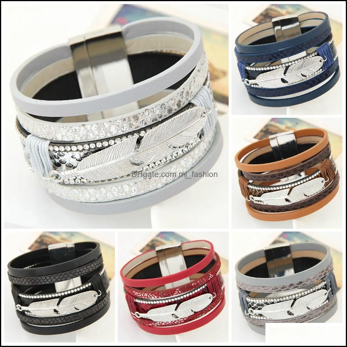 bracelets for women men fashion magnetic multilayer wrap bracelets jewelry gift leather bracelets & bangles