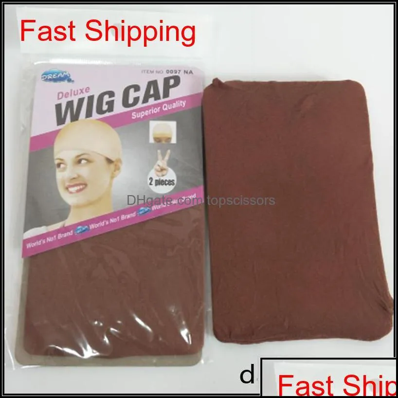 deluxe wig cap 24 units(12bags) hairnet for making wigs black brown stocking wig liner cap snood nylon me qylnyf babyskirt