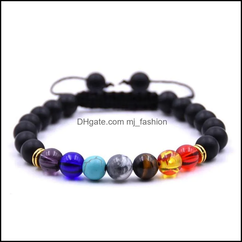 ladies 8mm lava rock 7 chakras aromatherapy essential oil disperser bracelet braided natural stone yoga bead bracelet bracelet