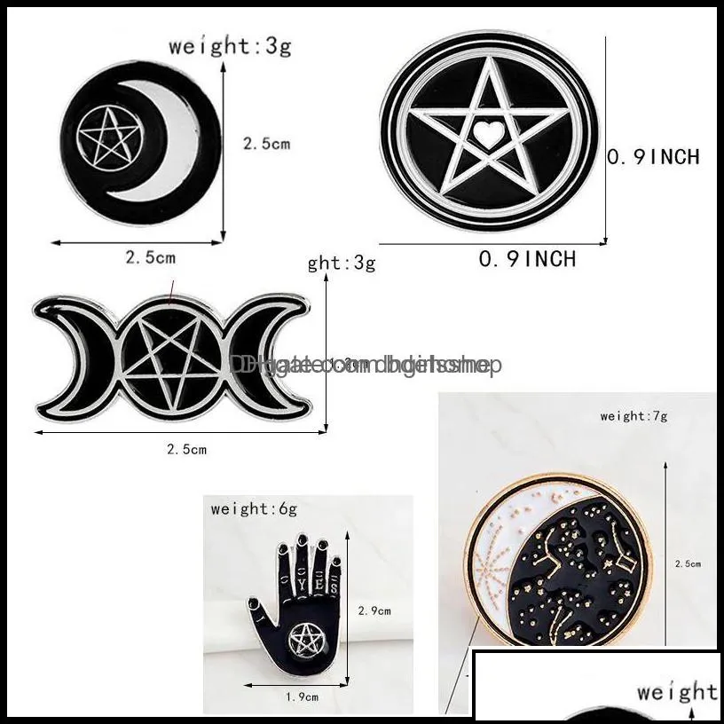 pins brooches jewelry witch pins collection pentagram triple moon constellation wizard witchy goth lapel pin for witches drop delivery