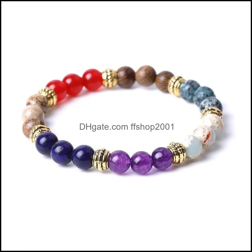 mix-and-match assorted stone beads bracelet women men yoga hand string jewelry friendship gift