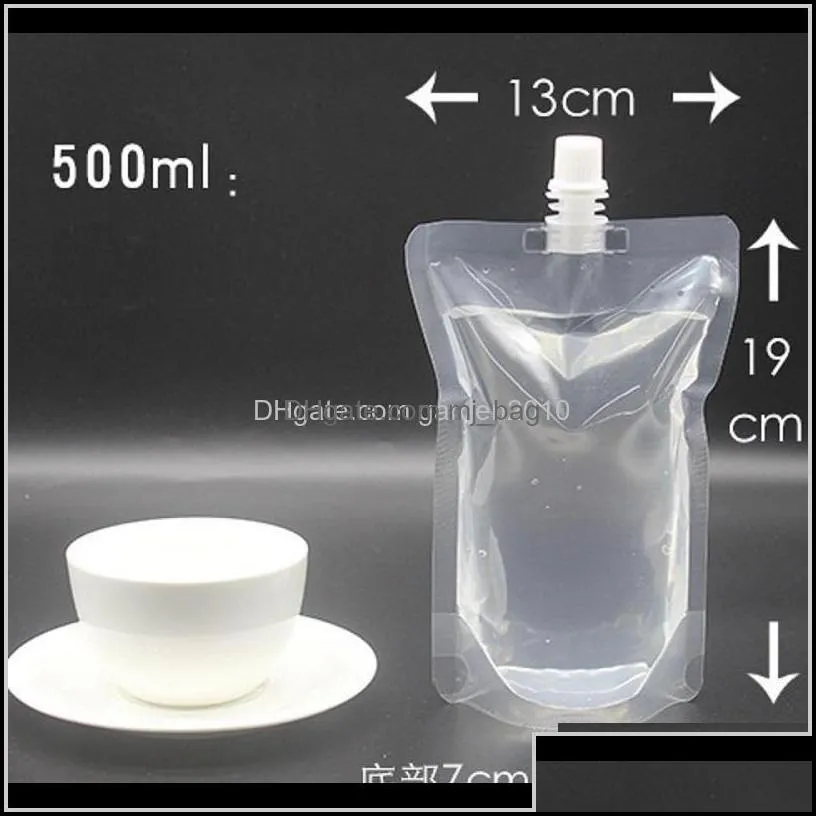 packing bags 100ml 200ml 250ml 300ml 380ml 500ml empty standup plastic drink packaging bag spout pouch for beverage liquid juice milk