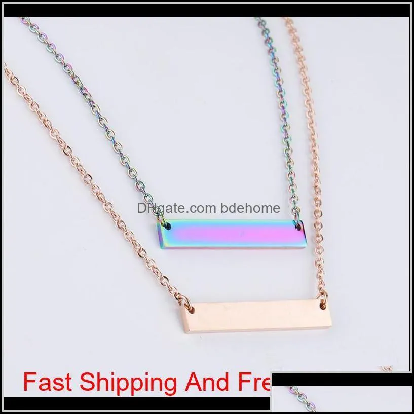 new blank bar pendant necklace stainless steel necklace gold rose gold silver blank bar charm pendant jewelry for buyer own engraving