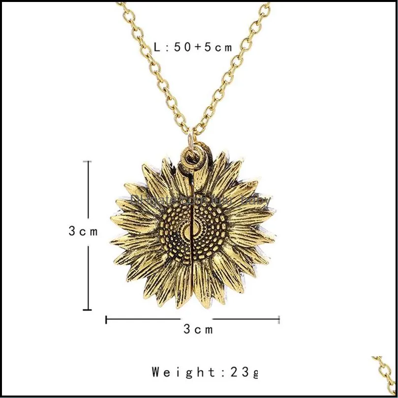 sunflower multilayer can open lettering necklace love round flower pendant woman fashion jewelry single product 12pcs