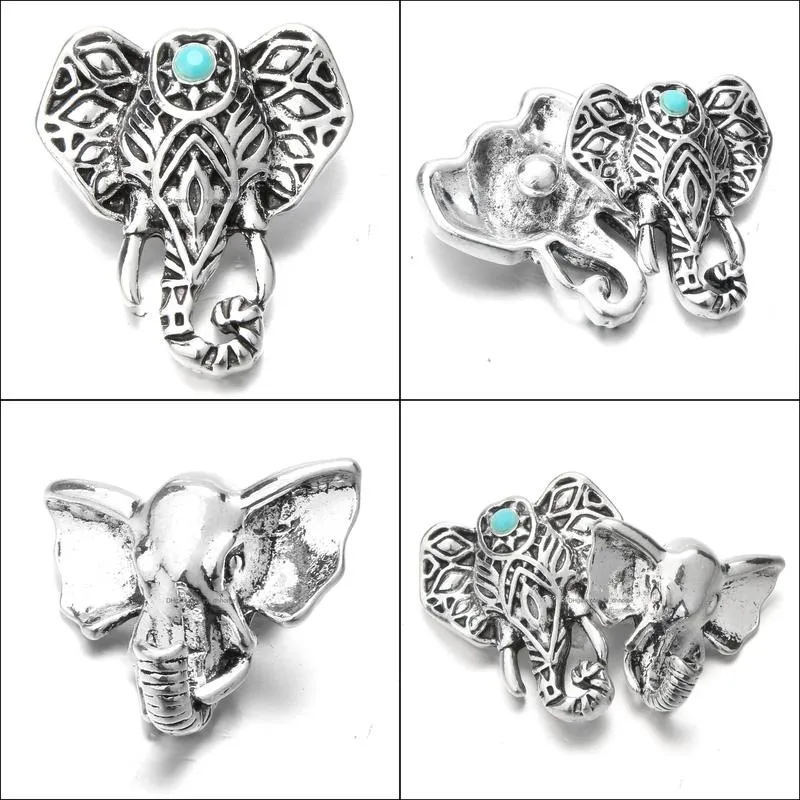 alloy elephant head snap button jewelry components 18mm metal snaps buttons fit bracelet bangle noosa h15