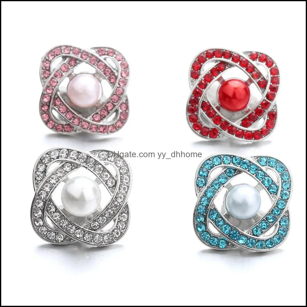 snap button jewelry components colorful rhinestone 18mm metal snaps buttons fit bracelet bangle noosa ze0032