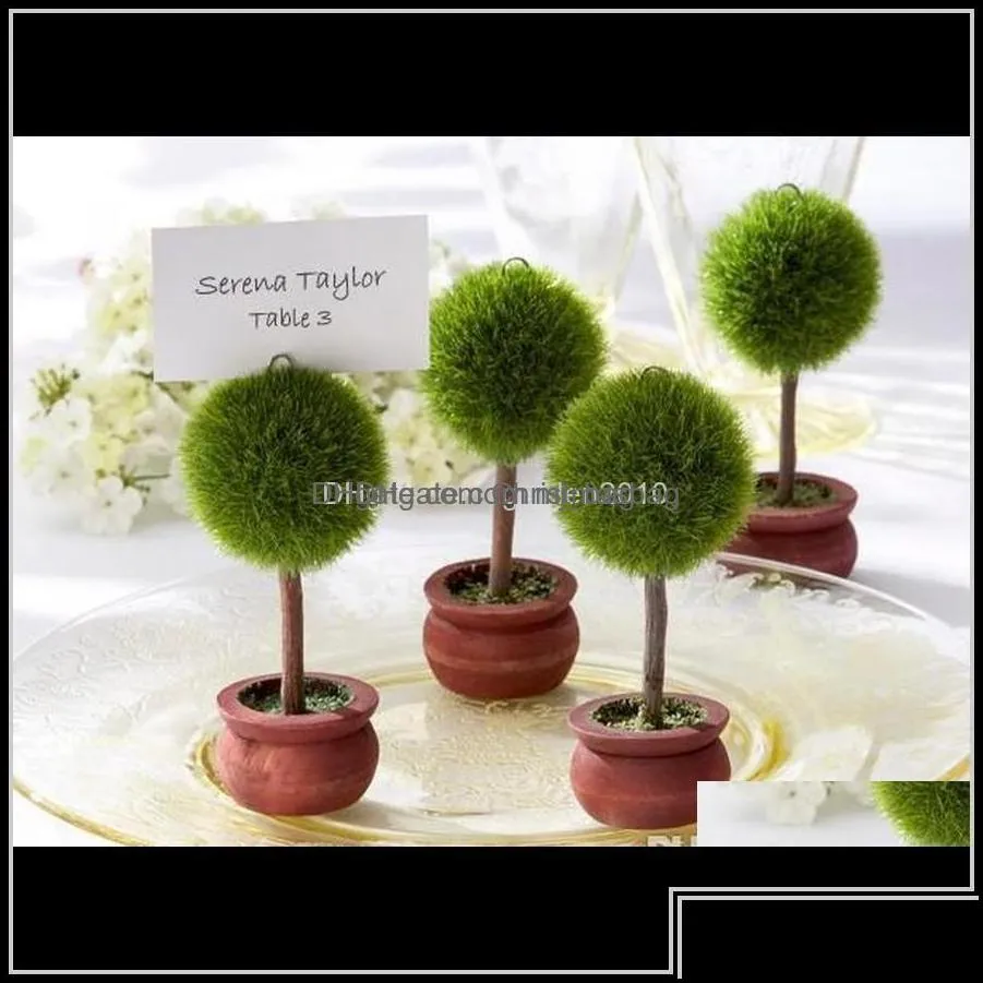 party decoration event & supplies festive home garden wholesale round shaped green topiary tree po and place card holder wedding favor