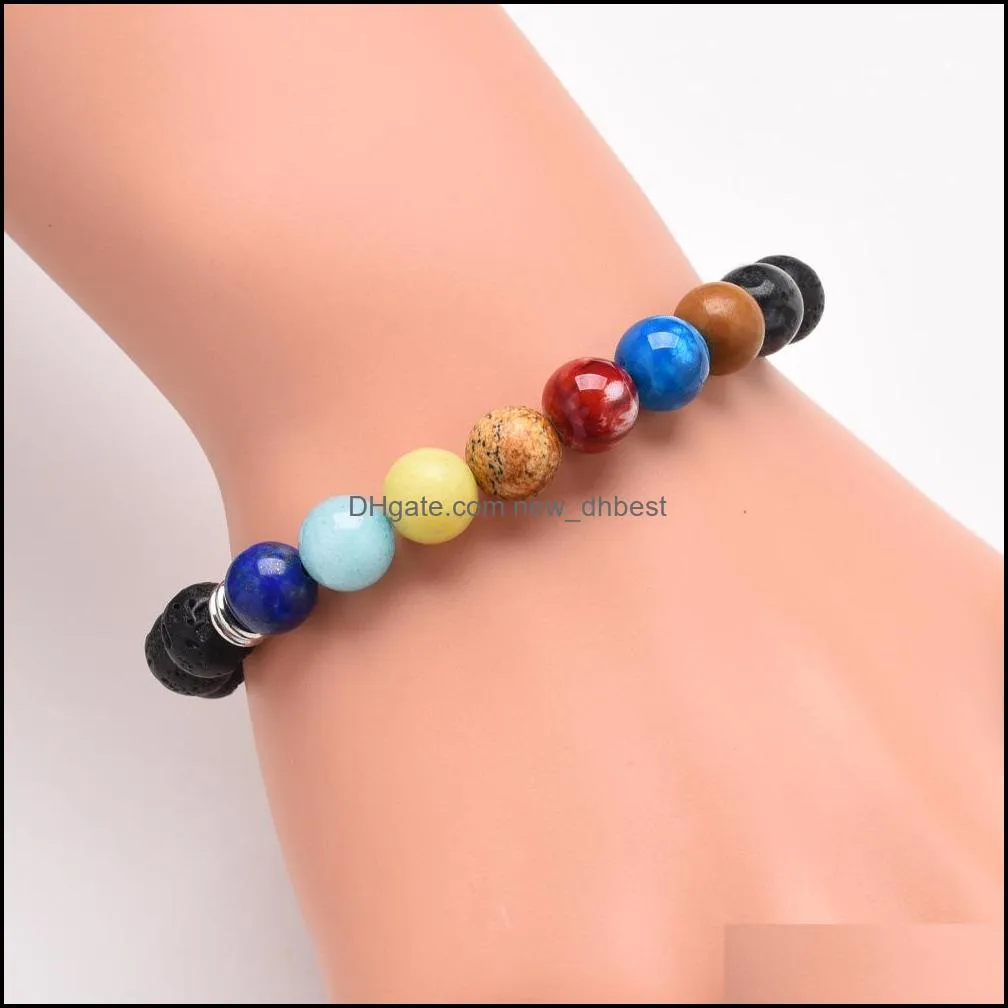 2018 10pc/set 7 chakra healing bracelet, adjustable lava diffuser stone bracelet,fashion bracelet handmade jewelry