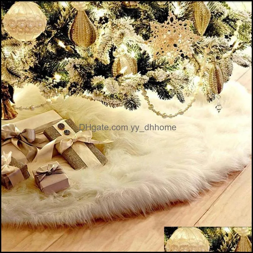 christmas tree skirt christmas tree ornament 60/78/90/122cm white plush christmas tree decoration skirt party supplies vt0583