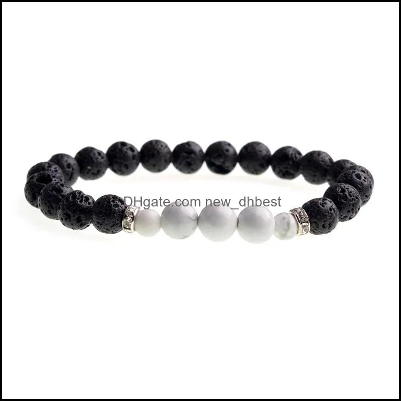 lava beads men`s and women`s 8mm rock double beads yoga stretch fashion  bracelet jewelry