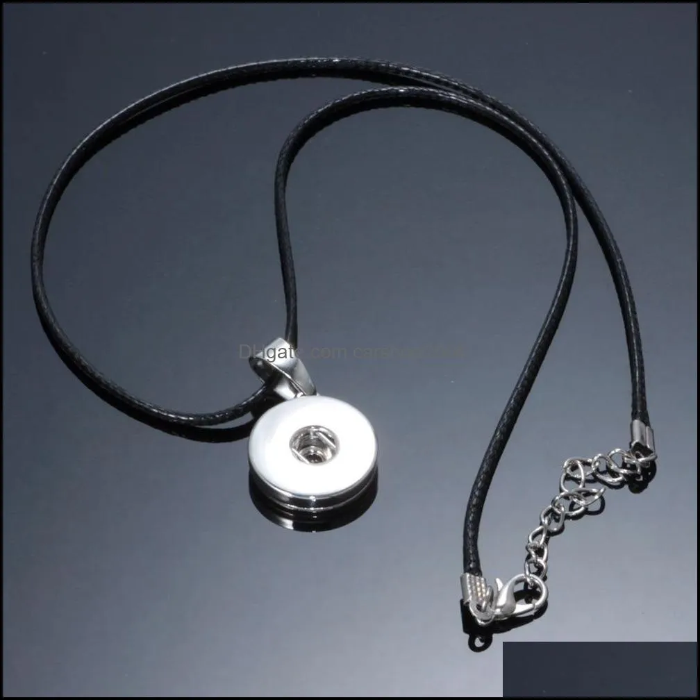noosa 18mm snap button necklace silver color rope leather chain necklaces for women ginger snaps buttons jewelry