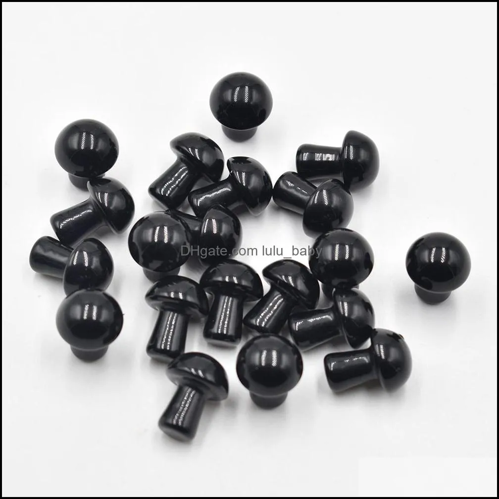 2cm carved mini mushroom statue ornament black stone pattern resin home decor gift jewelry making pendant wholesale