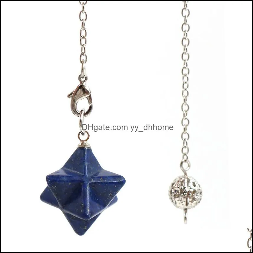 merkaba crystal pendent necklace large satellite melcabaring pendulum 3d for women men jewelry energy healing gemstone pendant